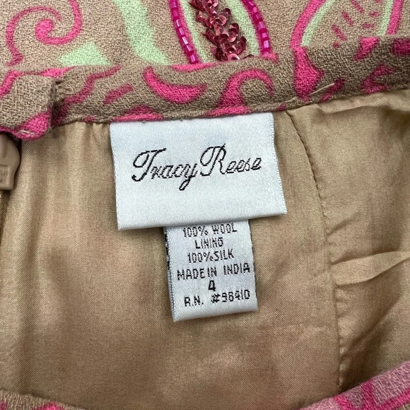 Vintage Tracy Reese Silk and Wool Beaded Sequin Boho Skirt Size 4 - Picture 7 of 7